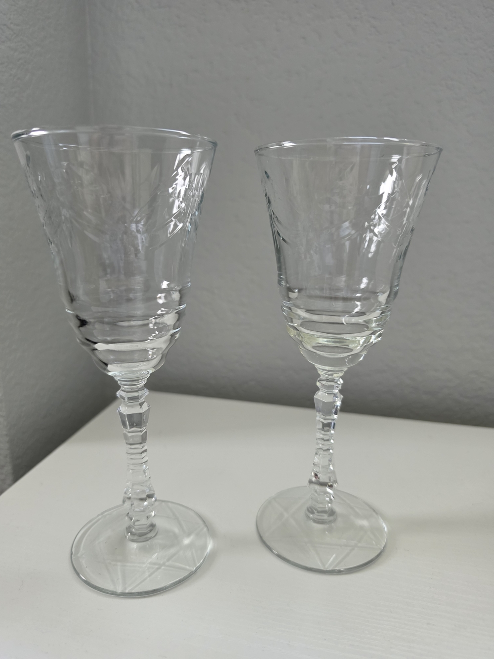 Libbey Rock Sharpe Arctic Rose Water Goblets Set Of 2